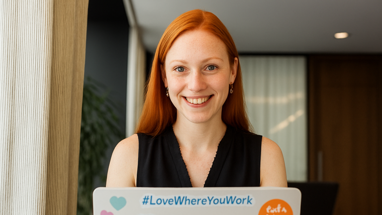 Kvinna vid laptop